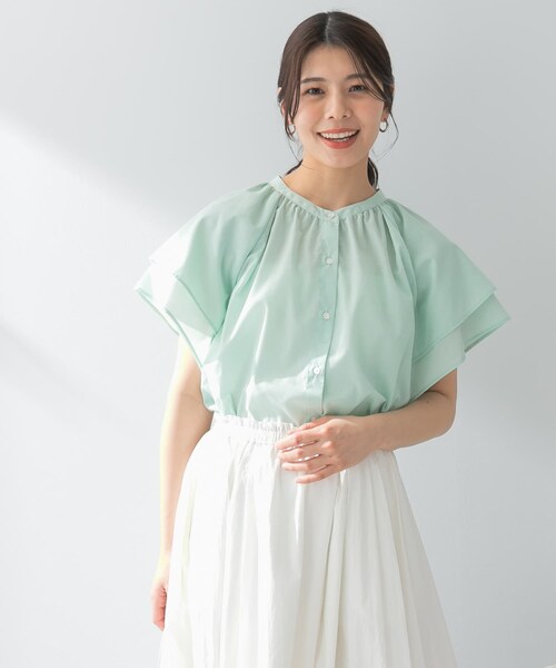 URBAN RESEARCH ROSSO（アーバンリサーチロッソ）の「リンネル8月号掲載『UR TECH』F by ROSSO　フレアスリーブブラウス（シャツ/ブラウス・レディース・NAVY/GRAY/MINT/BLUE ST/BROWN ST・FREE）」の17枚目の写真