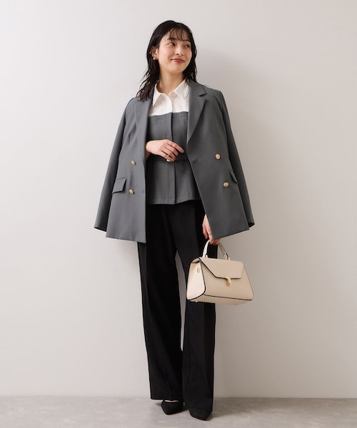 VIS（ビス）の「【美easy】コンフォート金ボタンジャケット/イージーケア・UVケア・セットアップ対応（テーラードジャケット・レディース・グレー/ベージュ/ライトグリーン/ネイビー・L/M/S）」の20枚目の写真