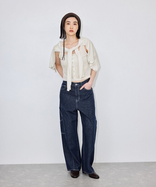 ADAM ET ROPE'(アダムエロペ)の「【定番】マルチWAYシアートリコットベロアカーディガン(カーディガン/ボレロ・レディース・キナリ/ダークブラウン/ライトグリーン/ブルー・F)」の10枚目の写真