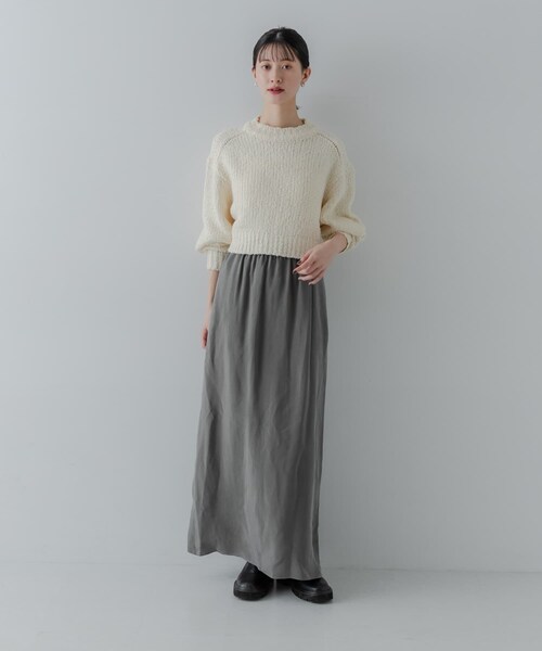 URBAN RESEARCH（アーバンリサーチ）の「バルキーブークレニット（ニット/セーター・レディース・OFF WHITE/PINK/BLACK MIX・Free）」の13枚目の写真