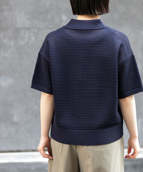 URBAN RESEARCH DOORS(アーバンリサーチドアーズ)の「FORK&SPOON 透かし編みニットポロ(ポロシャツ・レディース・IVORY/NAVY/ORANGERED・1)」の18枚目の写真