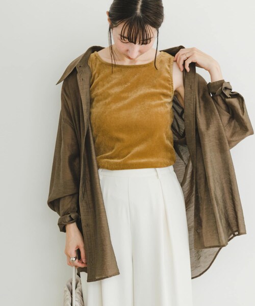 ITEMS URBANRESEARCH（アイテムズ アーバンリサーチ）の「シアーベロアスクエアタンクトップ（タンクトップ・レディース・BEG/BLK/BRD・FREE）」の17枚目の写真