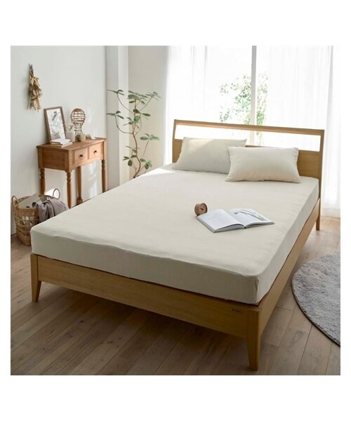 nissen（ニッセン）の「綿100％タオル地すっぽり包めるシーツ（マットレス・敷布団兼用）（寝具・メンズ・ミルクホワイト・シングル）」の2枚目の写真