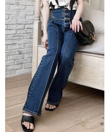 RESEXXY | 3連ボタンブーツカットデニムパンツ(デニムパンツ)