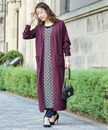 nissen | 大きいサイズ カーディガン重ね着風ニットロング丈ワンピース(ワンピース)