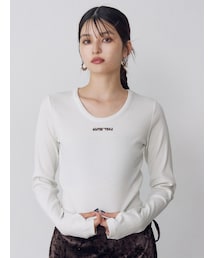 MURUA | ロゴラメテレコトップス(Tシャツ/カットソー)