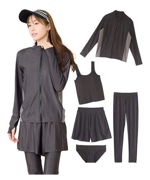 nissen（ニッセン）の「【5点セット】レギンス・タンキニ付き長袖フィットネス水着（水着・メンズ・ブルーグレー/チャコールグレー・M/L/LL/3L/4L/5L/6L/8L/10L）」の18枚目の写真