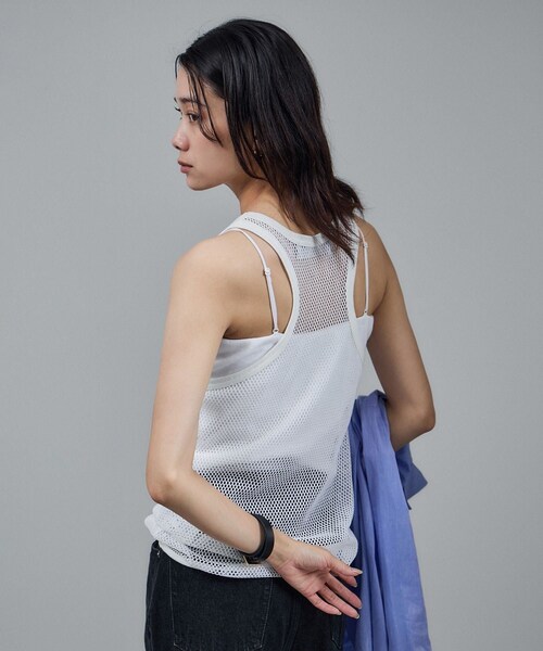 ADAM ET ROPE'（アダムエロペ）の「【IRONING（アイロニング）】mesh tank top（タンクトップ・レディース・ホワイト・F）」の9枚目の写真