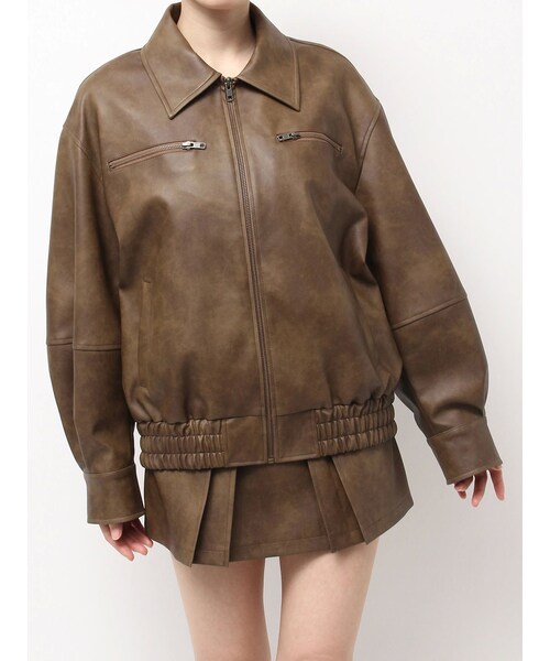 EATME（イートミー）の「【SETUP】ヴィンテージライクフェイクレザーブルゾン（ブルゾン・レディース・グレー/ブラウン・F）」の2枚目の写真