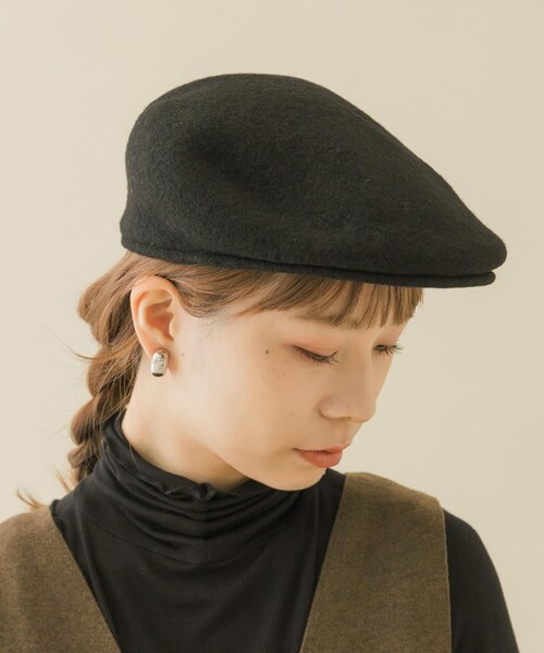 SMELLY（スメリー）の「ベーシックウールハンチング（ハンチング/ベレー帽・レディース・BLK/CGY・-）」の4枚目の写真