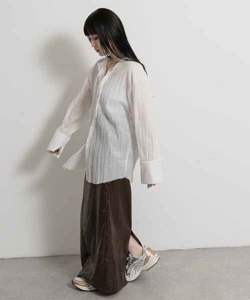 THE GOODLAND MARKET（ザグッドランドマーケット）の「&her　Washer Multi Shirts（シャツ/ブラウス・レディース・PINK/WHITE/NAVY・one）」の4枚目の写真