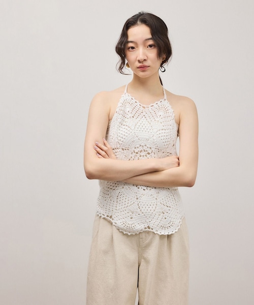 ADAM ET ROPE'（アダムエロペ）の「クロシェニットビスチェ（キャミソール・レディース・ホワイト/カーキ系・F）」の18枚目の写真