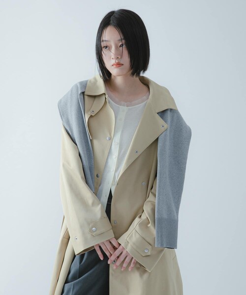 SENSE OF PLACE by URBAN RESEARCH（センスオブプレイスバイアーバンリサーチ）の「『撥水/防花粉』SKINProofトレンチコート（ステンカラーコート・レディース・CHARCOAL/BEIGE・One）」の19枚目の写真