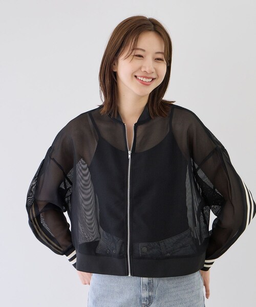 Jayro(ジャイロ)の「【セットアップ可】ラインメッシュブルゾン(ブルゾン・レディース・ブラック/ベージュ・M)」の5枚目の写真