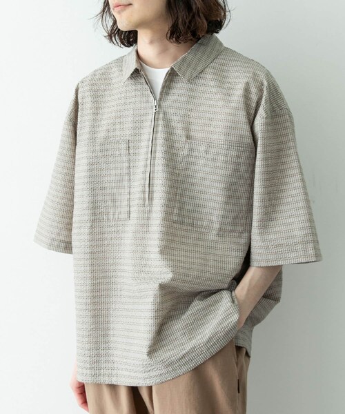 URBAN RESEARCH Sonny Label(アーバンリサーチサニーレーベル)の「シアサッカーハーフジッププルオーバー(シャツ/ブラウス・メンズ・ベージュ/ブルー・M/L)」の6枚目の写真