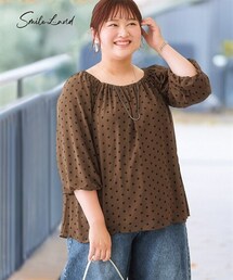 nissen | ＜大きいサイズ＞ふんわりシルエットドットプリントブラウス(シャツ/ブラウス)