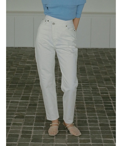 LAGUNAMOON（ラグナムーン）の「ウエストアシンメトリーデニムパンツ（デニムパンツ・レディース・ホワイト/アイスブルー・S/M）」の19枚目の写真