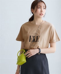 nissen | 【ひんやり接触冷感】綿１００％クルーネックロゴプリントドルマンTシャツ（UVカット）(Tシャツ/カットソー)