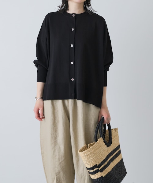 かぐれ（カグレ）の「ハイツイストコットンワイドカーディガン（カーディガン/ボレロ・レディース・IVORY/BLACK/MINT GRAY・Free）」の2枚目の写真