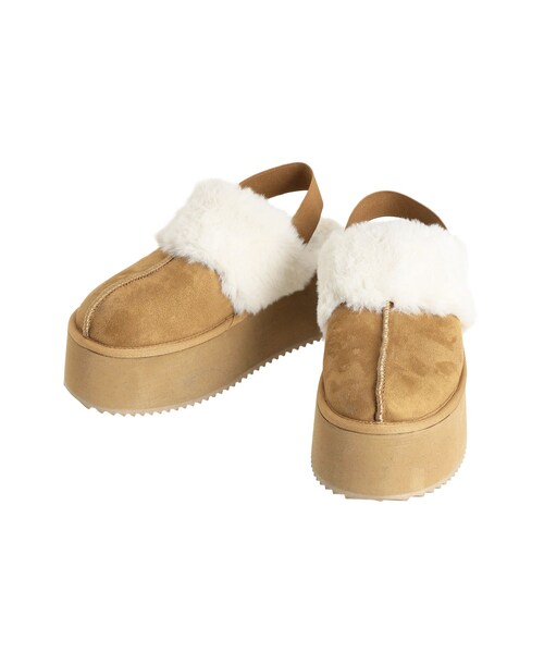 GYDA（ジェイダ）の「ムートンライクプラットフォームスリッポン（スリッポン・レディース・ブラック/ベージュ・S/M/L）」の5枚目の写真