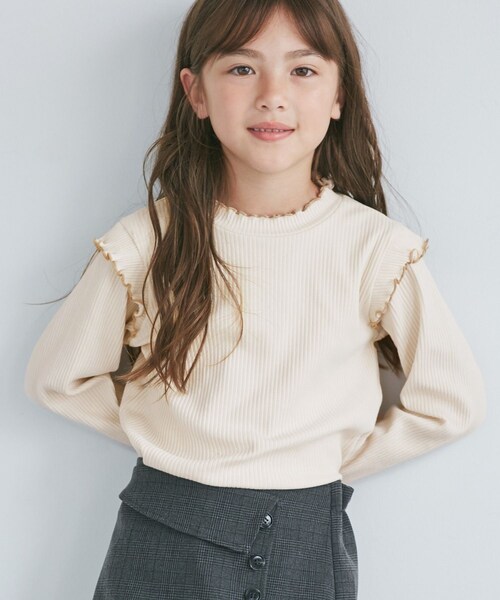 ROPE' PICNIC(ロペピクニック)の「【KIDS/キッズ】プチフリル配色テレコトップス(Tシャツ/カットソー・レディース・ブラック/キナリ/ラベンダー系・L/M/S)」の21枚目の写真