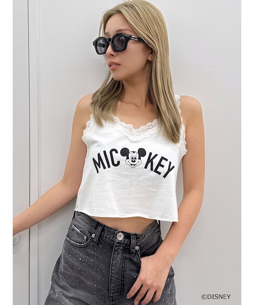 GYDA（ジェイダ）の「Mickey Mouse / レースデザインタンクトップ（タンクトップ・レディース・オフホワイト/グレー/ブラック・F）」の2枚目の写真