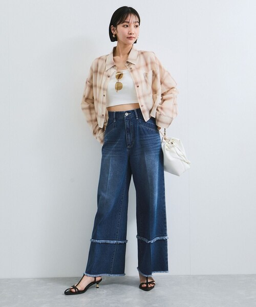 VIS（ビス）の「フリンジフレアデニム（デニムパンツ・レディース・ブルー系/サックス・M/S）」の8枚目の写真