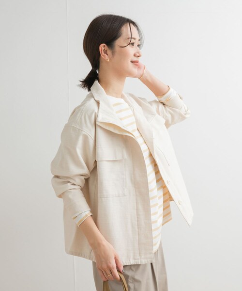 URBAN RESEARCH DOORS(アーバンリサーチドアーズ)の「ミリタリースタンドカラージャケット(ミリタリージャケット・レディース・NATURAL/KHAKI・M)」の16枚目の写真