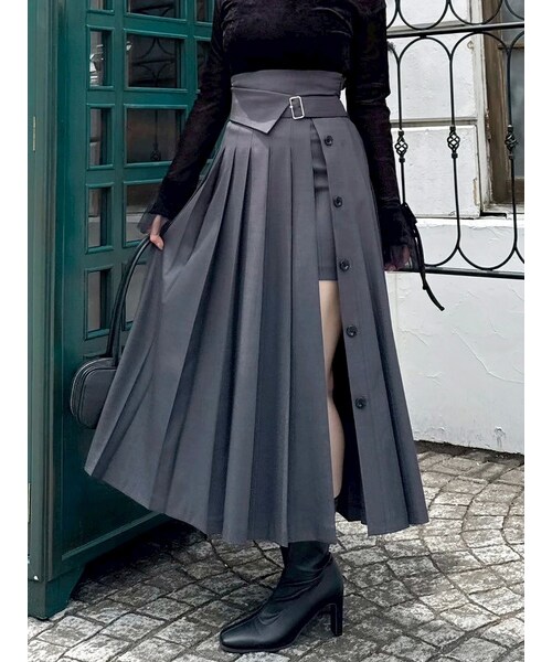 CPG グレー プリーツスカート風パンツ サイズ3 dazzlin（ダズリン）の「パンツレイヤードプリーツスカート（その他