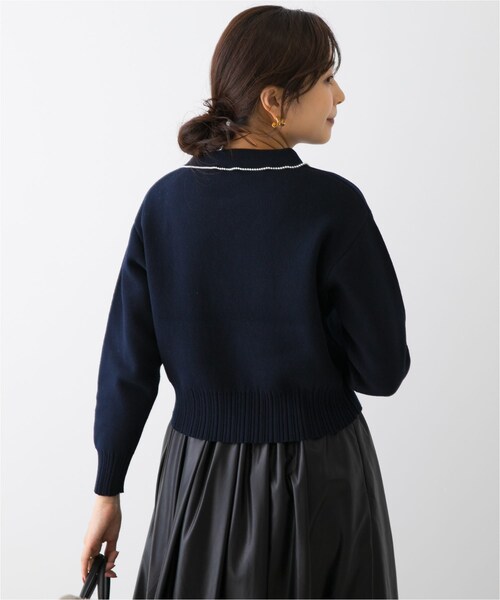URBAN RESEARCH ROSSO（アーバンリサーチロッソ）の「F by ROSSO　コットンカシミヤ衿パールニット（ニット/セーター・レディース・OFF WHITE/GRAY/NAVY・Free）」の17枚目の写真