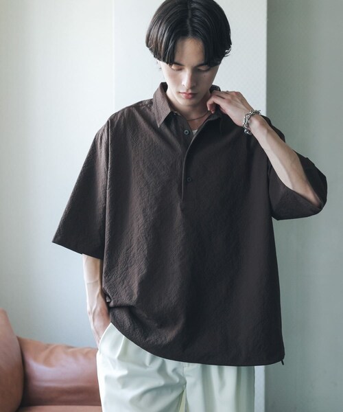 SENSE OF PLACE by URBAN RESEARCH(センスオブプレイスバイアーバンリサーチ)の「ルーズドロストプルオーバーシャツ(シャツ/ブラウス・メンズ・BROWN/GREEN/NAVY CHECK・M/L)」の8枚目の写真