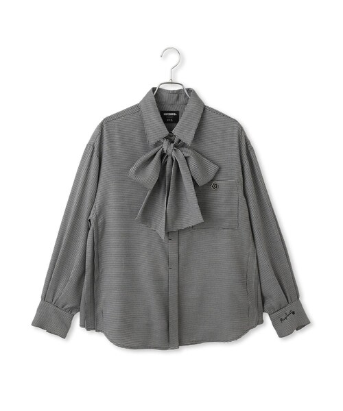 VIS(ビス)の「【MARY QUANT×VIS】リボンボウタイサイドプリーツシャツ(シャツ/ブラウス・レディース・ブラック系/ホワイト/サックス・F)」の9枚目の写真