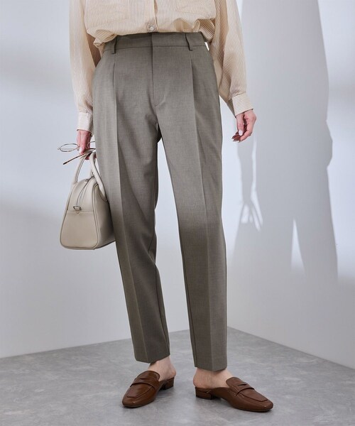 ROPE' PICNIC（ロペピクニック）の「【UV対応】【リネンライク・シリーズ】テーパードパンツ/通勤・セットアップ対応（スラックス・レディース・グレー/グレー系/ダークブラウン/ネイビー・36/38/40）」の7枚目の写真