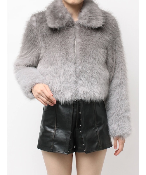 GYDA（ジェイダ）の「グラデーションECO FURコート（ダウンジャケット/コート・レディース・グレー/ブラウン・F）」の2枚目の写真