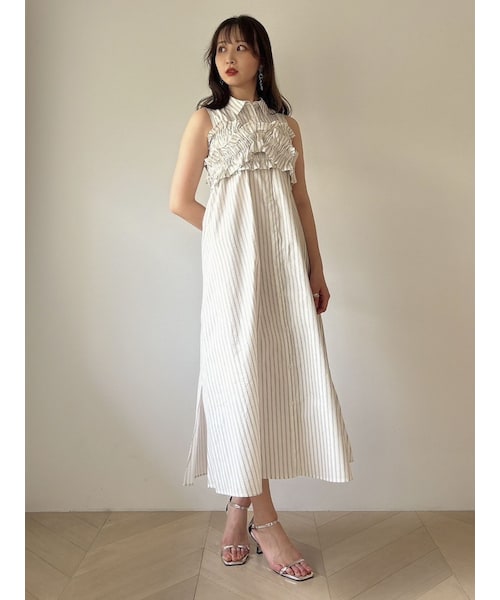 dazzlin（ダズリン）の「ギャザービスチェSETシャツワンピース