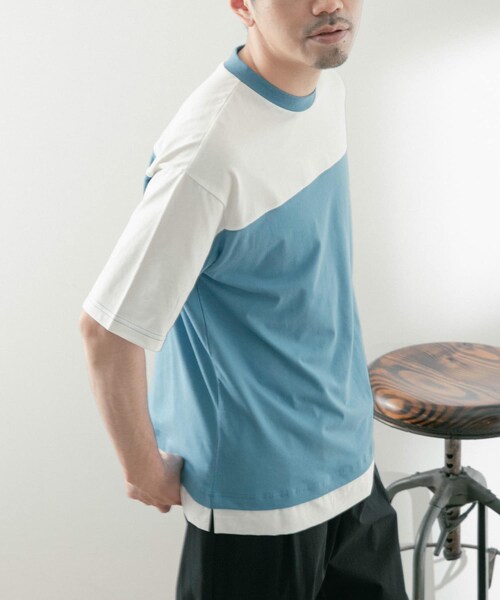 ITEMS URBANRESEARCH（アイテムズ アーバンリサーチ）の「フハクキリカエ TCクルーネックTシャツ（Tシャツ/カットソー・メンズ・BLU/BLK/GRN・M/L）」の7枚目の写真