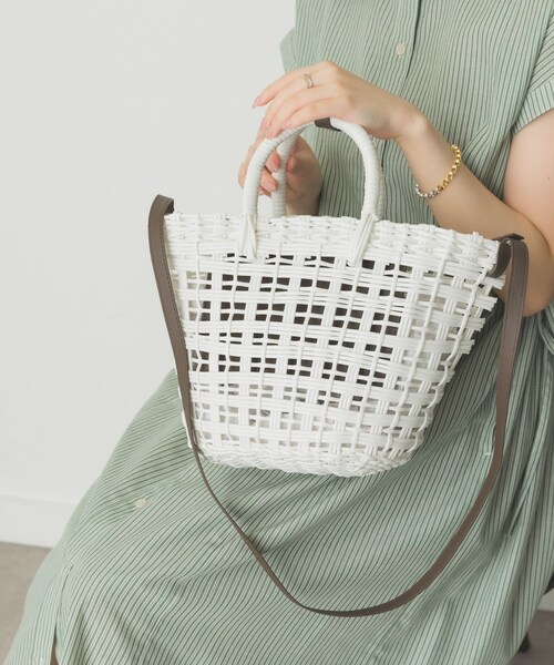 RODE SKO（ロデスコ）の「ショルダー付編みかごバッグ（かごバッグ・レディース・BROWN/WHITE/GREEN/BLUE・one）」の6枚目の写真