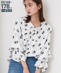 nissen | 高身長　パールモチーフギャザー袖2WAYブラウス（トールサイズ）(シャツ/ブラウス)