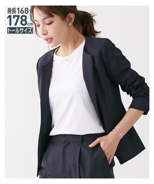 nissen（ニッセン）の「高身長　綿混ONにもOFFにも使えるキレイ見えＴシャツ　（トールサイズ）（Tシャツ/カットソー・レディース・ホワイト/ブルー/グレー/黒/ブルーグレー/ミントグリーン・MTT/LTT/LLTT/3LTT/4LTT/5LTT）」の11枚目の写真