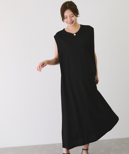 Jayro（ジャイロ）の「カノコ肩タックフレアワンピース（ワンピース・レディース・ブラック/グレー系/キャメル/イエロー・F）」の9枚目の写真