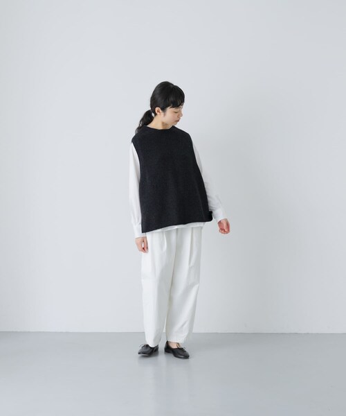 かぐれ（カグレ）の「テープヤーンニットベスト（ベスト・レディース・L/BEIGE/BLACK・Free）」の8枚目の写真