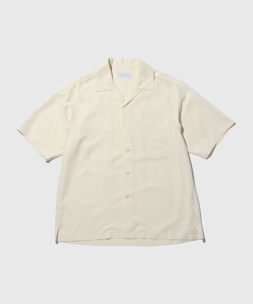 ADAM ET ROPE'(アダムエロペ)の「スエードタッチレーヨン オープンカラー ハーフスリーブ シャツ(シャツ/ブラウス・メンズ・ブラック/ライトグレー/キナリ/ネイビー・L/M)」の2枚目の写真
