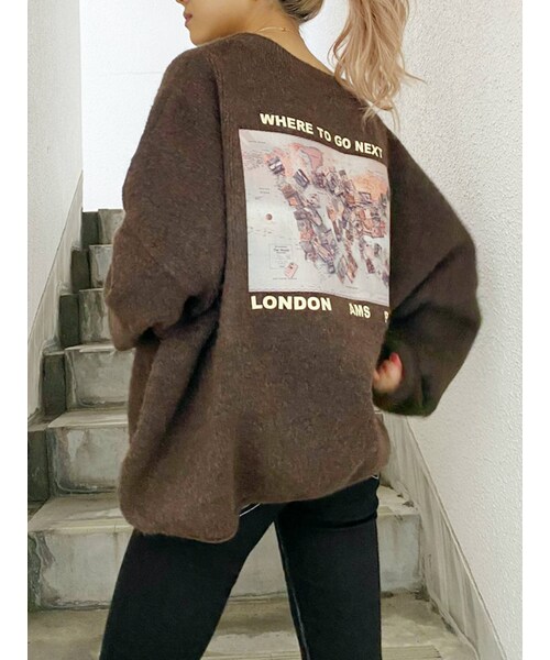 GYDA（ジェイダ）の「カラーグラフィックニット TOPS（ニット/セーター・レディース・ピンク/マスタード/ミントグリーン/ブラウン/ベージュ/アイボリー/ブラック・F）」の7枚目の写真