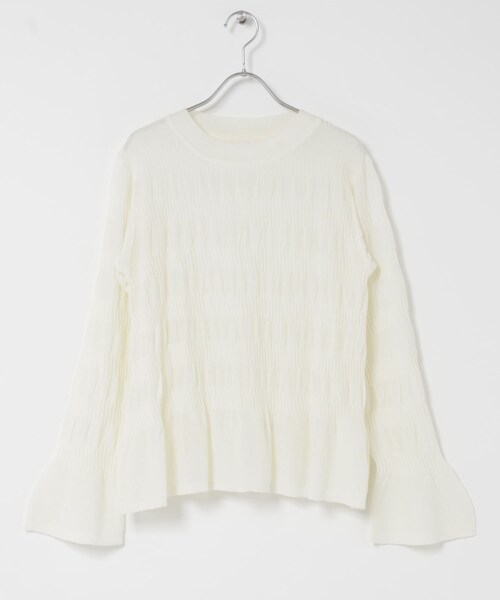 ITEMS URBANRESEARCH（アイテムズ アーバンリサーチ）の「シャーリングフレアスリーブニット（ニット/セーター・レディース・OFF/LVD/NVY・Free）」の9枚目の写真