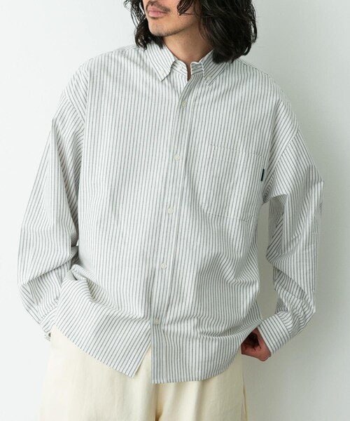 URBAN RESEARCH Sonny Label（アーバンリサーチサニーレーベル）の「抗菌オックスボタンダウンオーバーシャツ（シャツ/ブラウス・メンズ・オフ/サックス/オフストライプ・M/L/XL）」の20枚目の写真