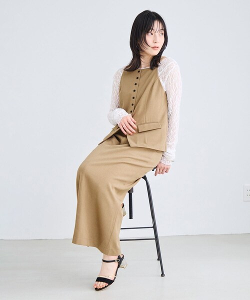 VIS(ビス)の「サマーツィードボタンアップキャミトップス/セットアップ対応(キャミソール・レディース・チャコール/オフホワイト/ベージュ系・F)」の21枚目の写真