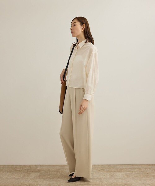 ROPE'（ロペ）の「【洗える】コットンシアークロップドシャツブラウス（シャツ/ブラウス・レディース・ブラック/ホワイト/ブルー系・36/38）」の15枚目の写真