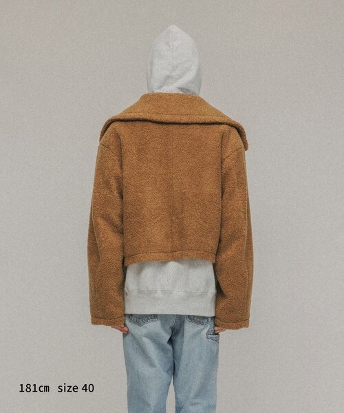 ADAM ET ROPE'（アダムエロペ）の「［OUTER］BOA RIDERS JACKET UNISEX（ライダースジャケット・レディース・オフホワイト/ブラウン・38/40）」の19枚目の写真