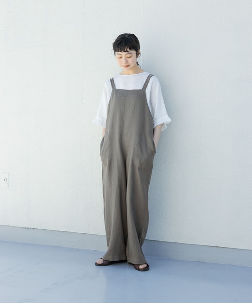 かぐれ（カグレ）の「リネンサロペット（つなぎ/オールインワン・レディース・GREGE/CHARCOAL/BLACK・Free）」の3枚目の写真