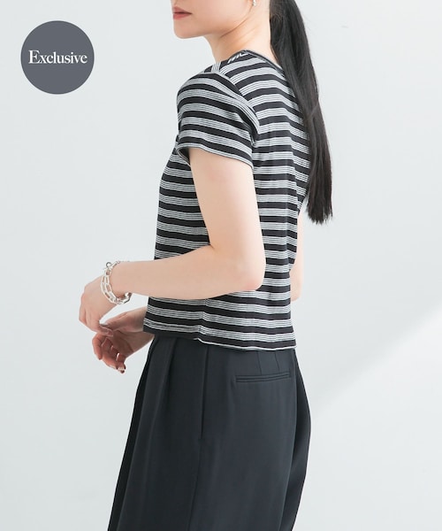 URBAN RESEARCH(アーバンリサーチ)の「『別注』Miller×URBAN RESEARCH Prib Tiny T-SHIRTS(Tシャツ/カットソー・レディース・IVORY/NVY BORDER/BLK BORDER・FREE)」の3枚目の写真